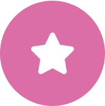 A pink and white star in the middle of a circle.